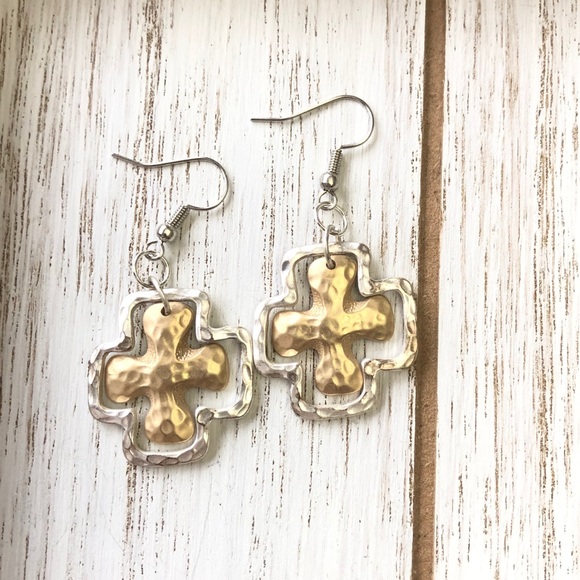 Handmade Jewelry - 3 for $25 Silver and Gold Cross Earrings
